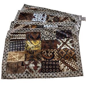 Java Batik Parang Patchwork Indonesia Table Placemats Reversible Lot of 4 RARE